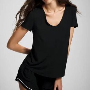 SOMA COOL NIGHTS Short Sleeve Pajama Tee Black size Medium